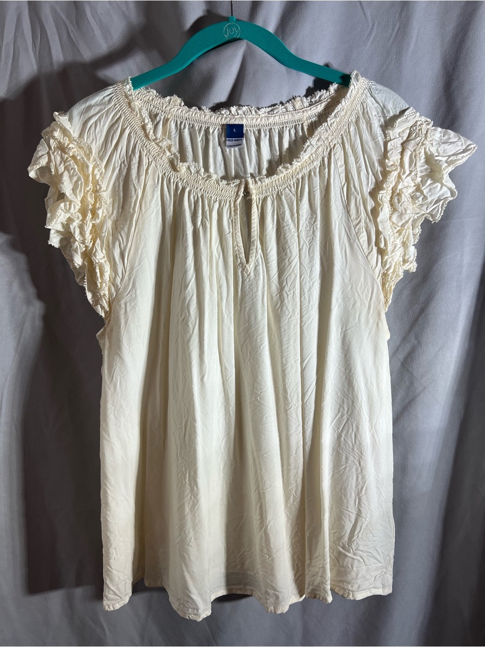Old Navy Cream Ruffled Peasant Blouse